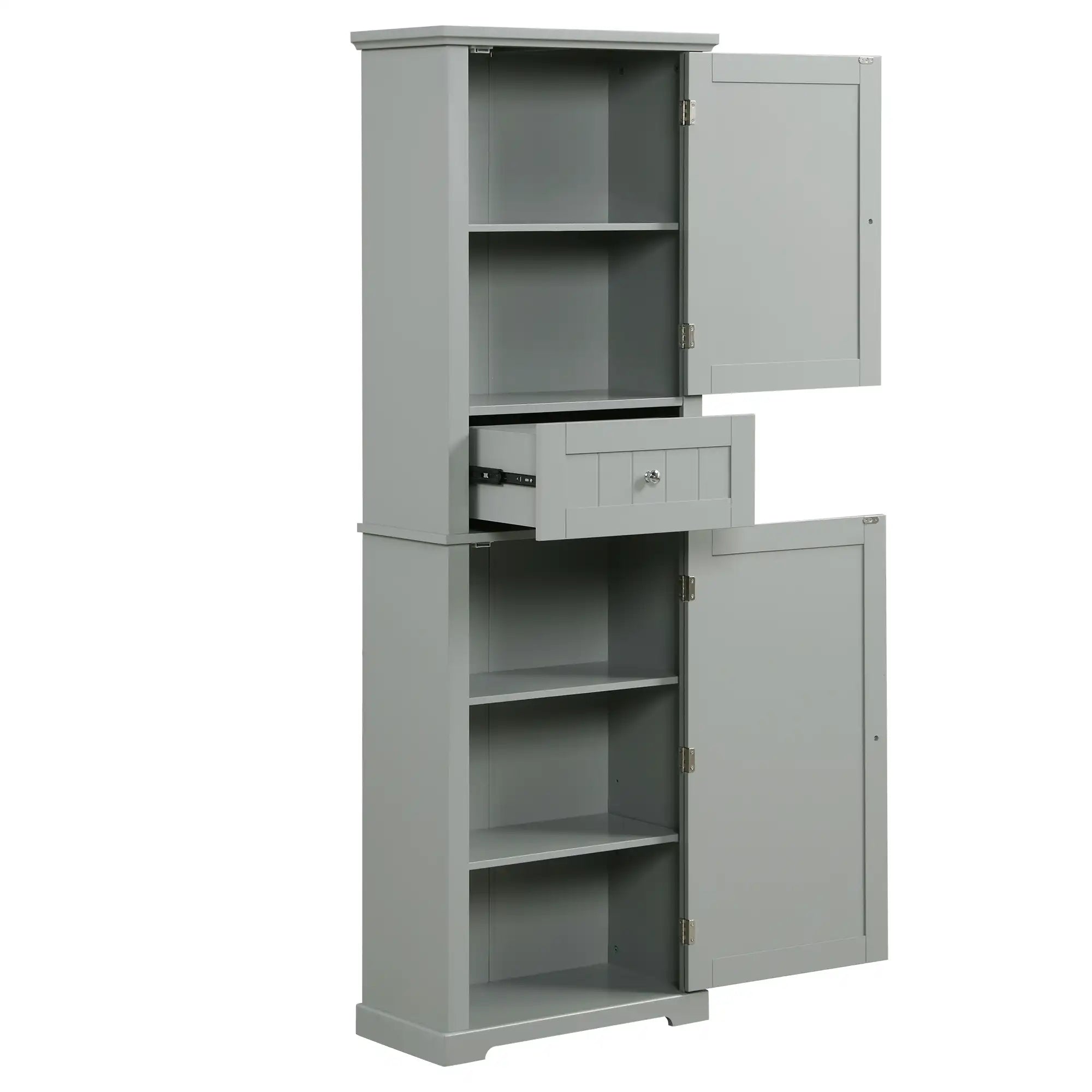 Norrin 67.3&quot; Grey Tall Narrow Bathroom Storage Cabinet with Drawer &amp; Shelves