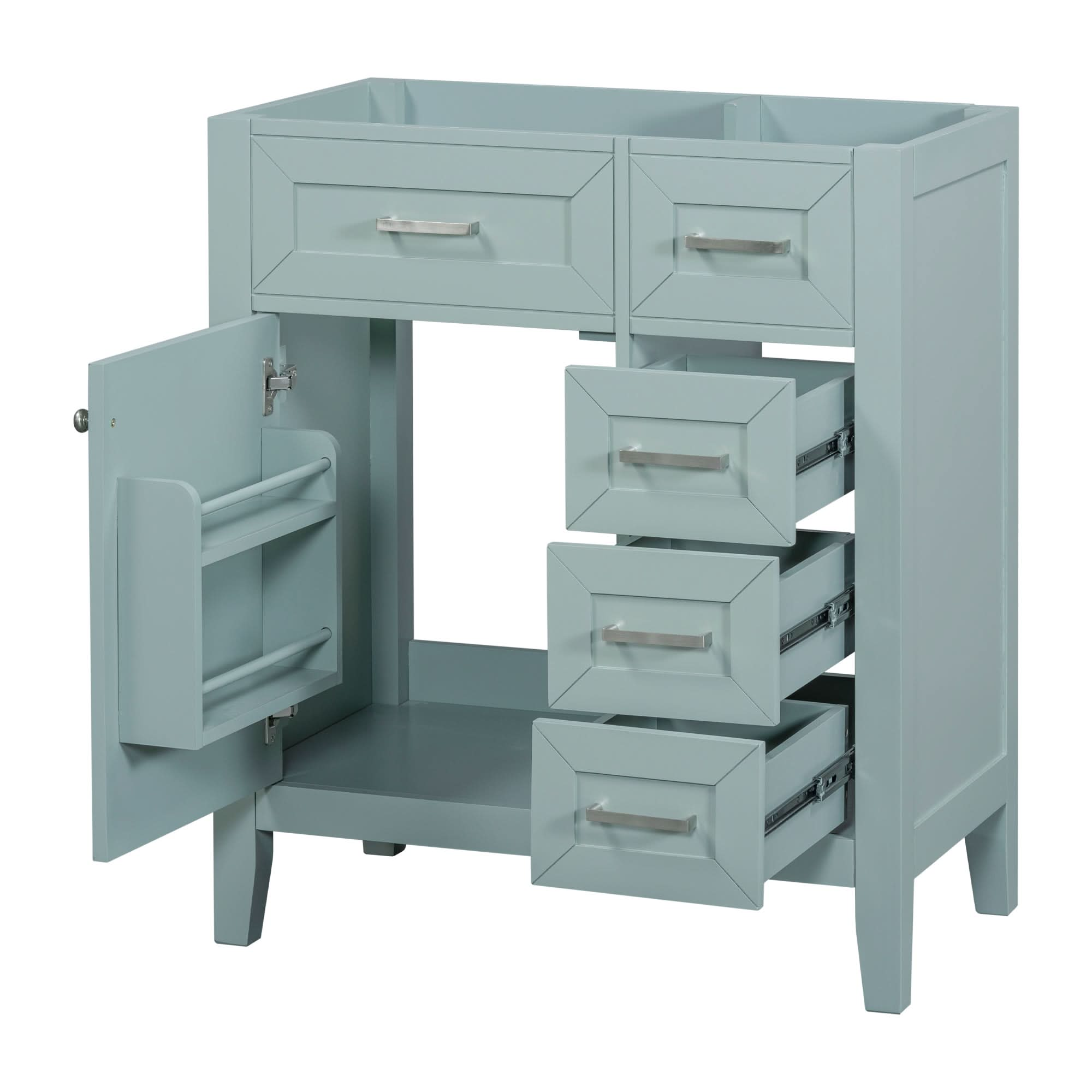 bathroom cabinet with drawers color:green