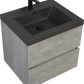 Floating Bathroom Vanity with Quartz Sand Basin and Soft Close Drawers color: Grey