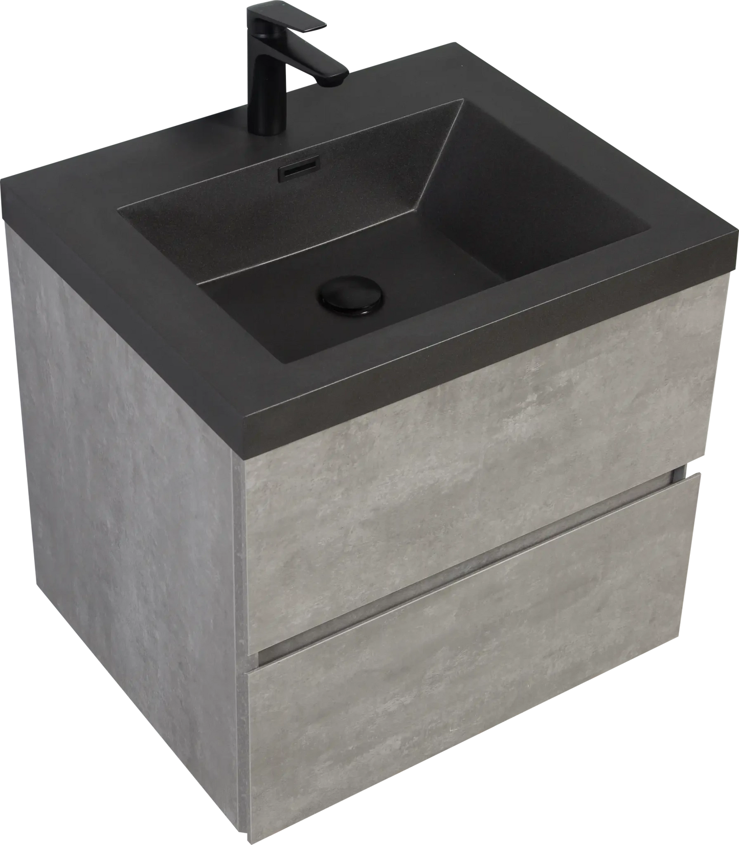 Floating Bathroom Vanity with Quartz Sand Basin and Soft Close Drawers color: Grey