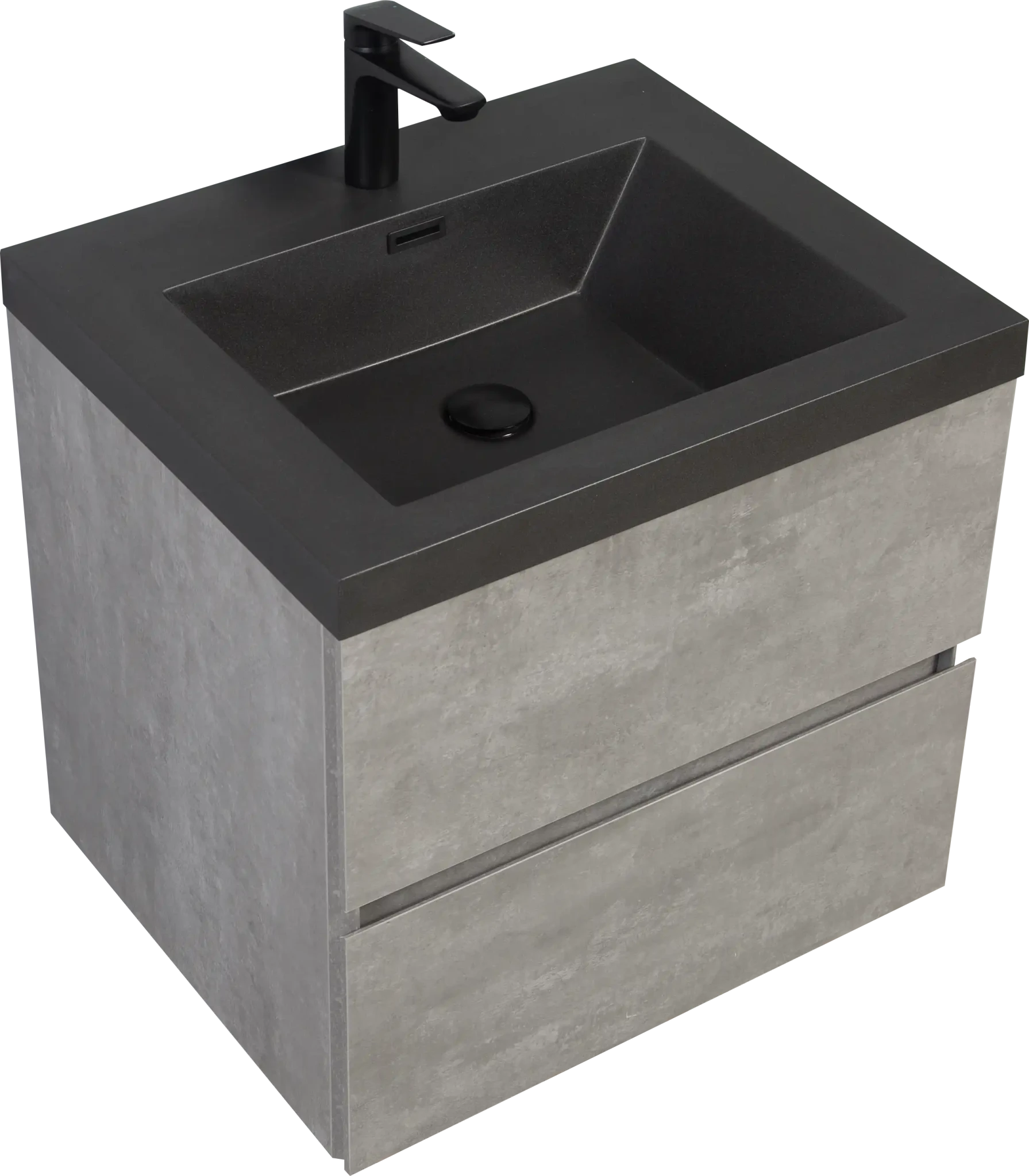 Floating Bathroom Vanity with Quartz Sand Basin and Soft Close Drawers color: Grey