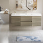 Modern Floating Bathroom Vanity with Resin Top Basin & Soft Close Drawers - Wall-Mounted Storage Cabinet color: Ash Grey