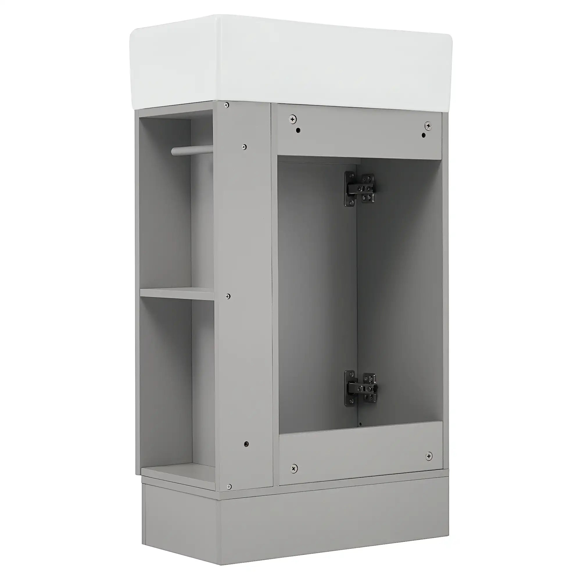 18 inch vanities for bathrooms rear view in textured gray | Ace Decor