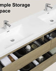 71 X 20 Modern Floating Double Sink Bathroom Vanity - Wall Mounted Storage Cabinet color: Oak