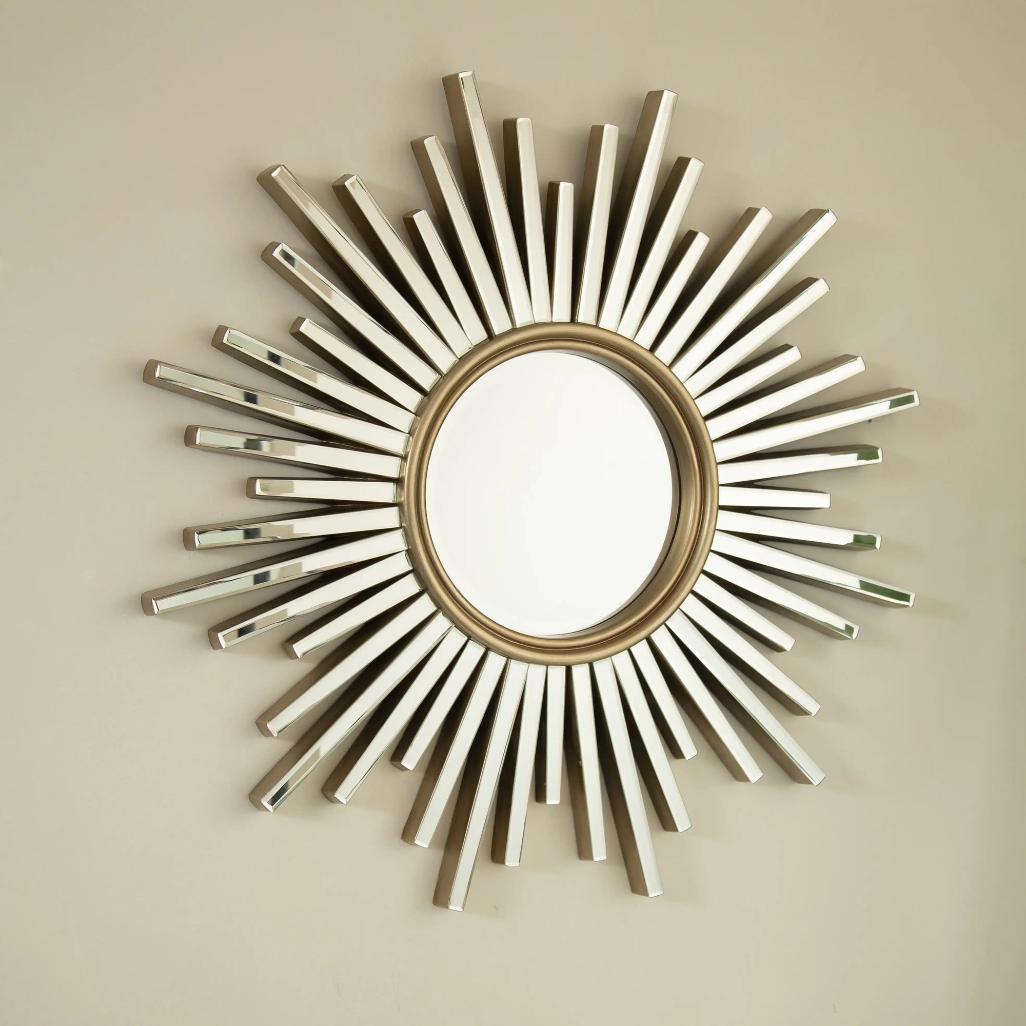 33&quot; modern large wall mirror in sunburst design mounted on wall | Ace Decor