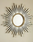 33" modern large wall mirror in sunburst design mounted on wall | Ace Decor