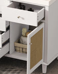 Soleil 60" Bathroom Vanity with Sink, Elegant White Cabinet with Drawers