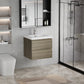 Floating Bathroom Vanity with Resin Top Basin & Soft Close Drawers - Modern Wall-Mounted Storage Cabinet color: Ash Grey