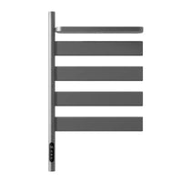 gray electric heated towel rack 18 x 30 with five horizontal bars and touch control panel | Ace Decor