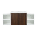 Monterey Series 48" Floating Bathroom Vanity in California Walnut with Double Side Cabinets and Integrated Sink