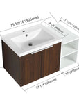 Floating Bathroom Cabinet with Sink & Soft-Close Doors - Ideal for Small Bathrooms color: California Walnut | size: 36 inch | combination: A Side Cabinet