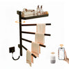 Cylion Series 18" x 27" Heated Towel Rack with 180° Rotating Shelf & Bars, Wi-Fi Timer – Black