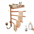 Cylion Series 18" x 27" Heated Towel Rack with 180° Rotating Shelf & Bars, Wi-Fi Timer – Gray