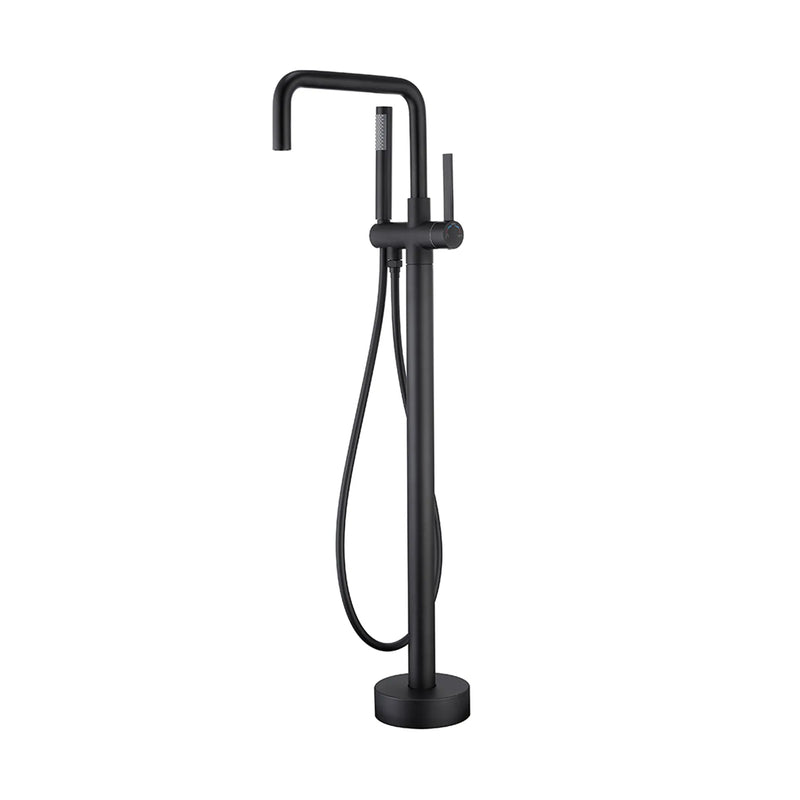 Copper & Stainless Steel Freestanding Tub Faucet Black – 36.61” Tall, Dual Function with Handheld Shower