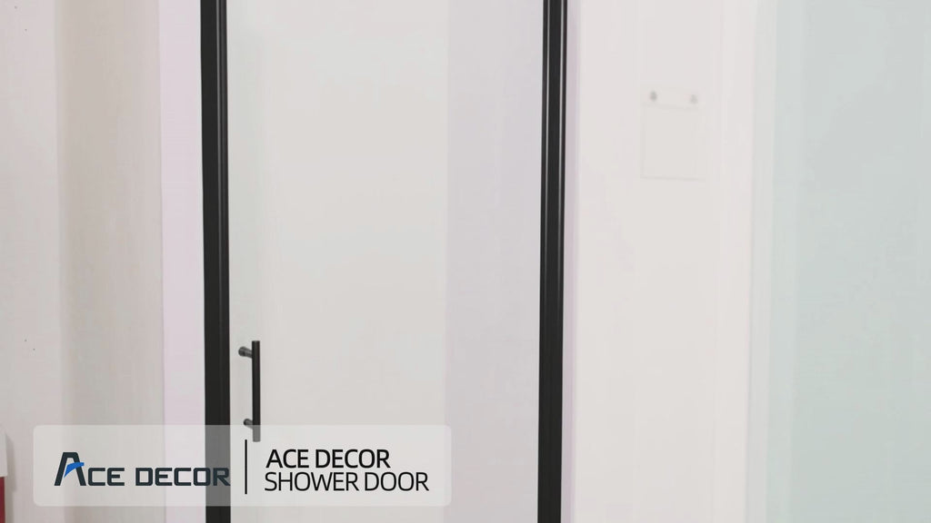 ACE DECOR pivot Shower door for small Bathroom color:Matte Black