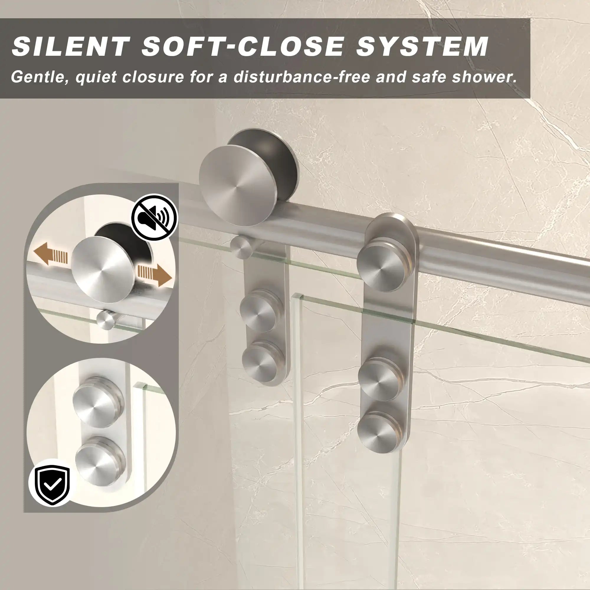 44-48&quot; x 76&quot; H Frameless Sliding Bathtub Door, Tub Shower Door, 5/16&quot; (8mm) Clear Tempered Glass, Stainless Steel Frame,Brushed Nickel