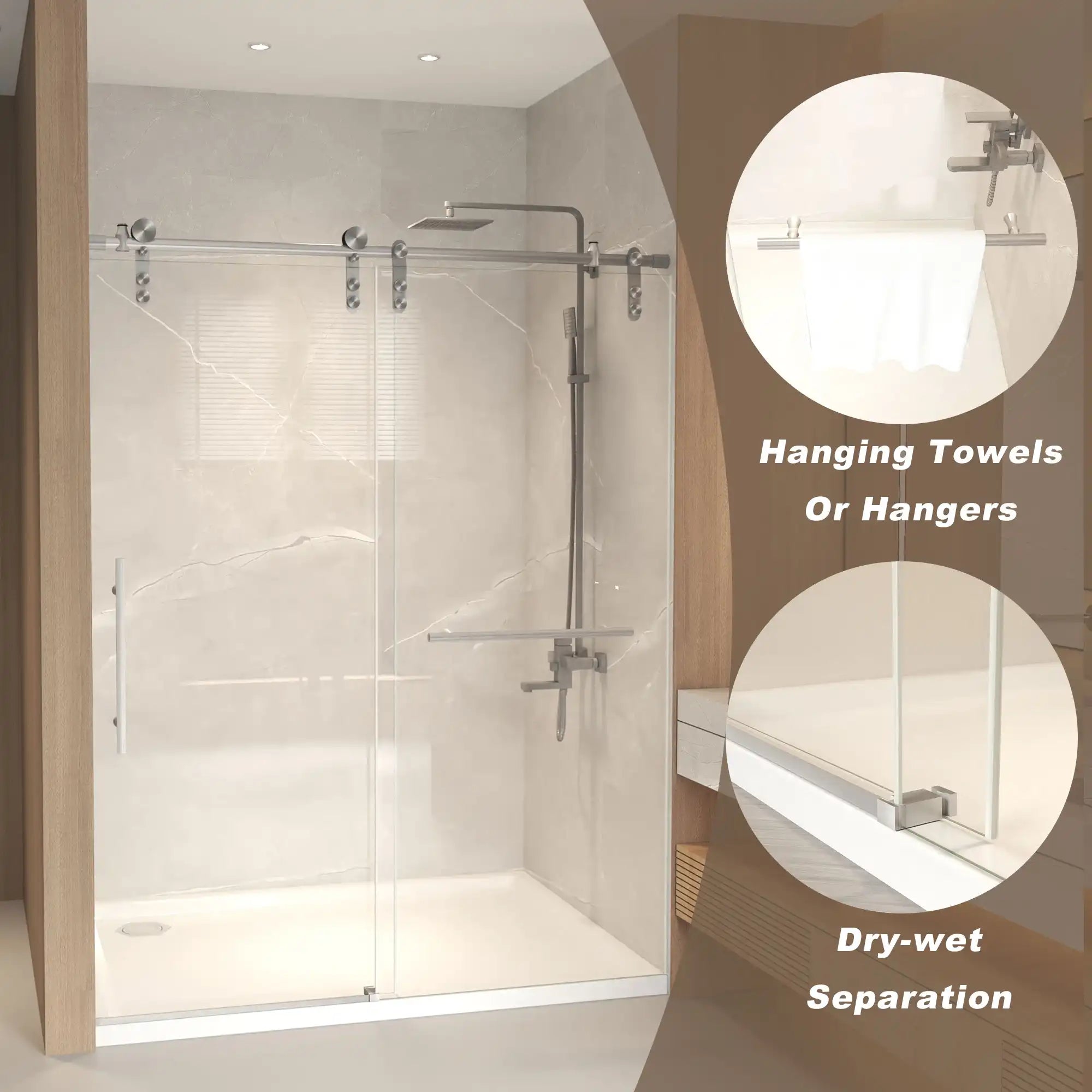 44-48&quot; x 76&quot; H Frameless Sliding Bathtub Door, Tub Shower Door, 5/16&quot; (8mm) Clear Tempered Glass, Stainless Steel Frame,Brushed Nickel